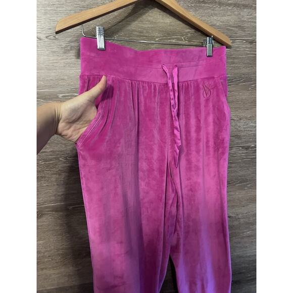 Victoria’s Secret TRACKSUIT SET Velvet Jacket & Jogger Velour Hot Pink Medium - Picture 11 of 16